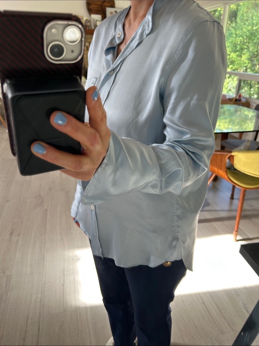 100% silk Zara Light Blue Shirt
